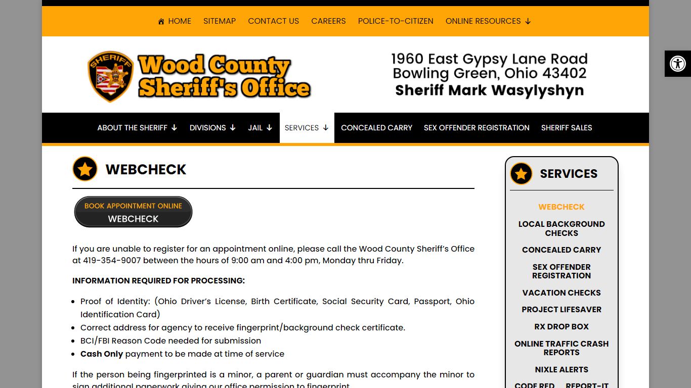 WEBCHECK | Wood County Sheriff's Office - Sheriff Mark Wasylyshyn